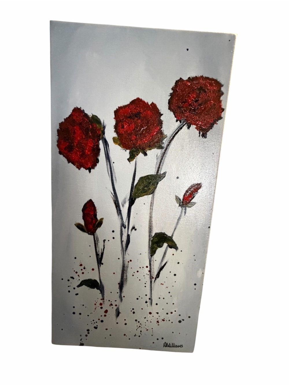 Original Canvas Wall Art - Red Floral Painting